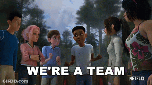 Cartoon Characters We're A Team GIF