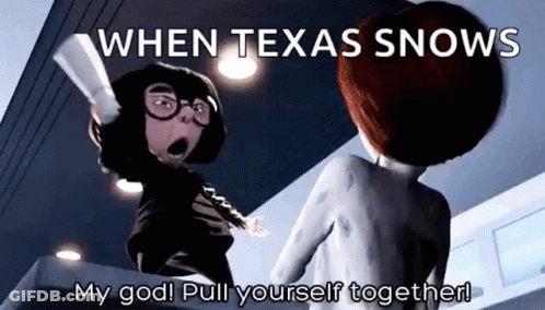 Cartoon Characters When Texas Snows My God Pull Yourself Together GIF