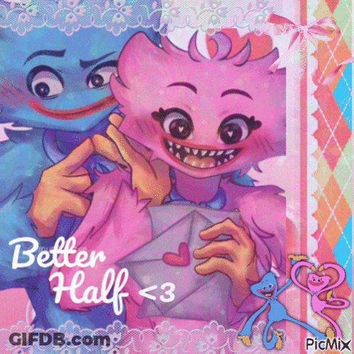 Cartoon Characters With Better Half Heart GIF
