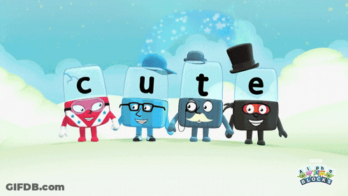 Cartoon Characters With Cute Letters GIF