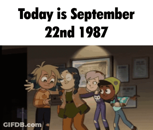 Cartoon Characters With Date September 22Nd 1987 GIF
