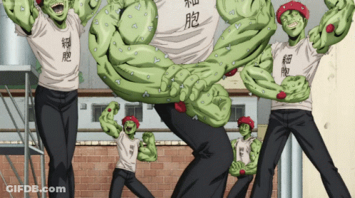 Cartoon Characters With Green Arms And Chinese Writing GIF