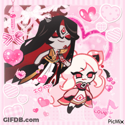 Cartoon Characters With Hearts I Love You GIF