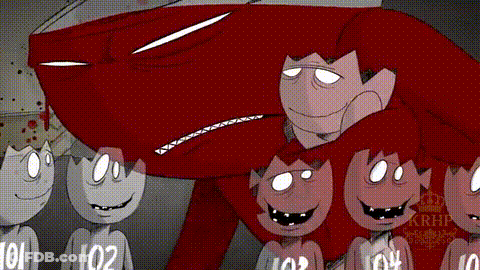 Cartoon Characters With Numbers Next To Red Monster GIF