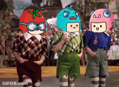 Cartoon Characters With One Wearing Tomato Hat GIF