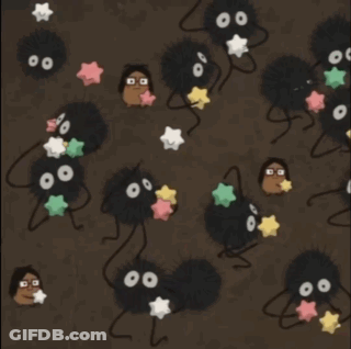 Cartoon Characters With Stars On Heads On Brown Background GIF