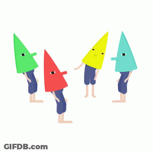Cartoon Characters With Triangles On Faces GIF