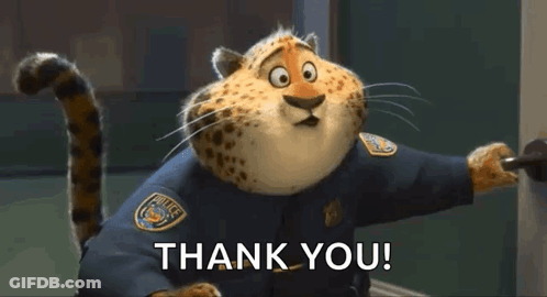 Cartoon Cheetah In Police Uniform Saying Thank You GIF