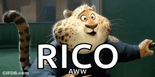 Cartoon Cheetah In Police Uniform With Word Rico GIF