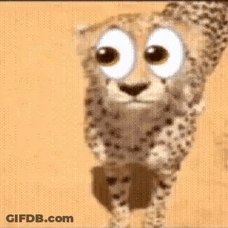 Cartoon Cheetah With Big Eyes In Desert GIF