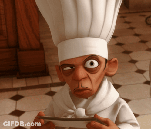 Cartoon Chef Making Funny Face Holding Plate Of Food GIF