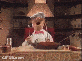 Cartoon Chef Making Funny Face While Cooking GIF