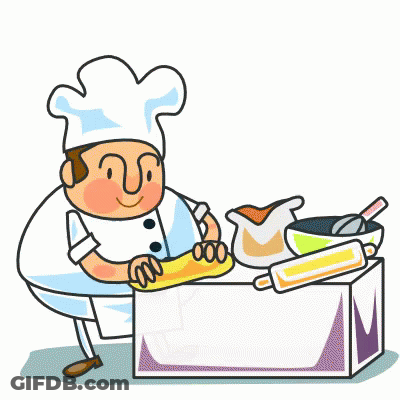 Cartoon Chef Preparing Food On Counter GIF