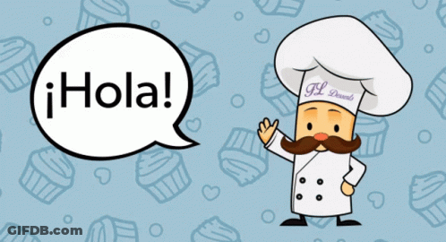 Cartoon Chef Saying Hola GIF