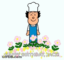 Cartoon Chef With Apron And Hat In Flower Field GIF