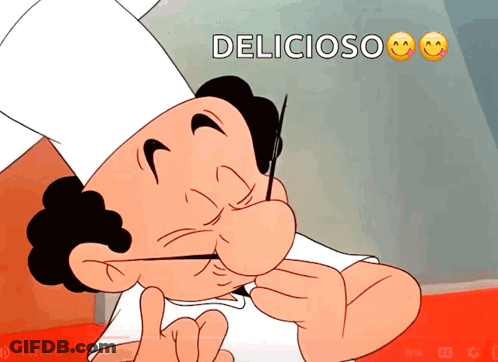 Cartoon Chef With Delicious Text GIF