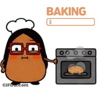 Cartoon Chef With Glasses Baking Cookie In Oven GIF
