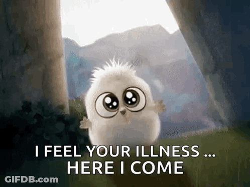 Cartoon Chick Saying I Feel Your Illness GIF