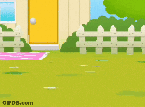 Cartoon Chicken By White Picket Fence House GIF
