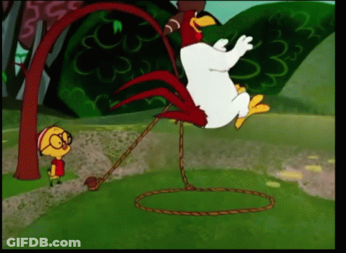 Cartoon Chicken Doing Hula Hoop GIF