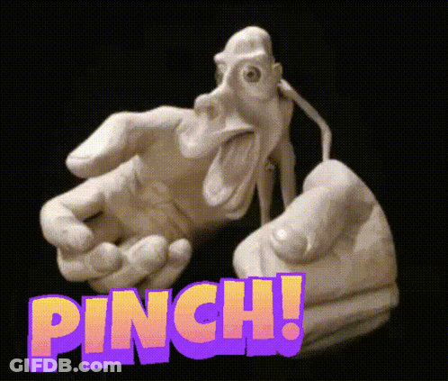 Cartoon Chicken Held By Hand Saying Pinch GIF