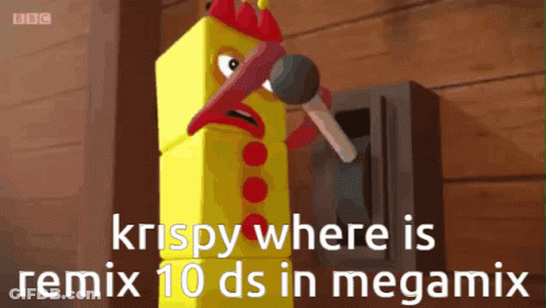 Cartoon Chicken Holding Microphone Crispy Where Is Remix 10 Ds In Megamix GIF