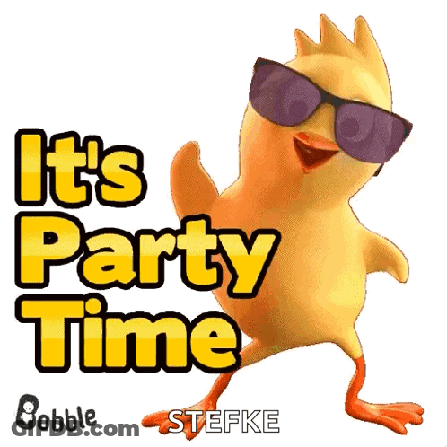 Cartoon Chicken In Sunglasses Says It's Party Time GIF