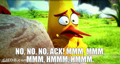 Cartoon Chicken On Rock Saying No No No Ack GIF