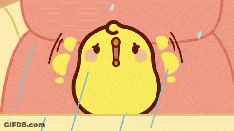 Cartoon Chicken Sitting On Table Crying GIF