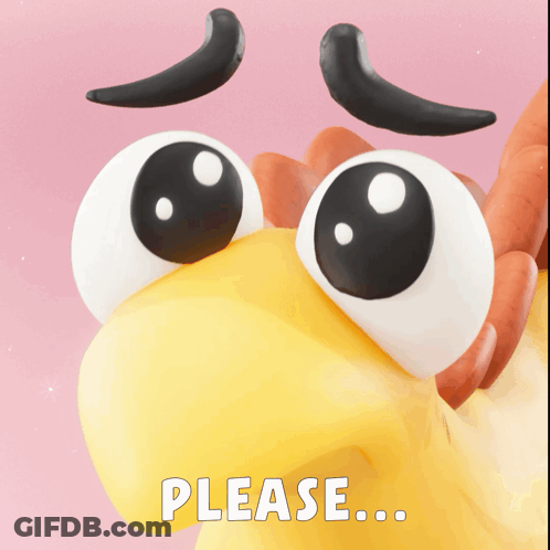 Cartoon Chicken With Big Eyes Saying Please GIF