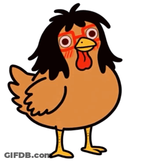 Cartoon Chicken With Glasses And Dreadlocks GIF