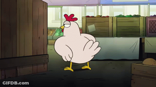 Cartoon Chicken With Red Crest In Market GIF