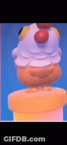 Cartoon Chicken With Red Nose On Yellow Container GIF