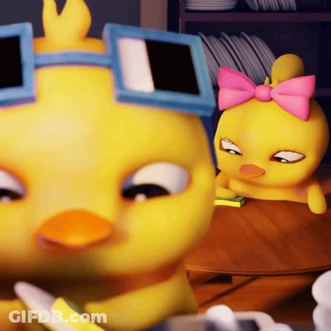 Cartoon Chicken With Sunglasses And Pink Bow GIF