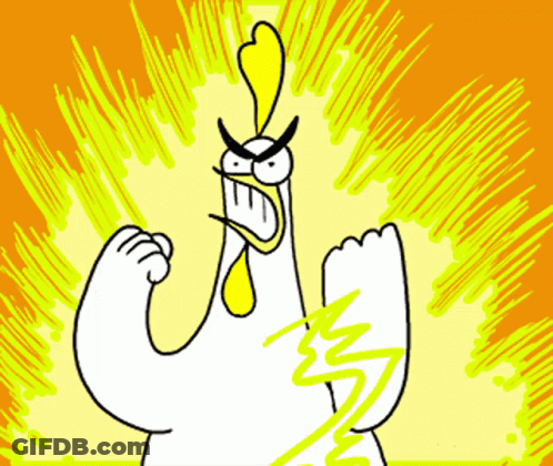 Cartoon Chicken With Yellow Feather On Head GIF