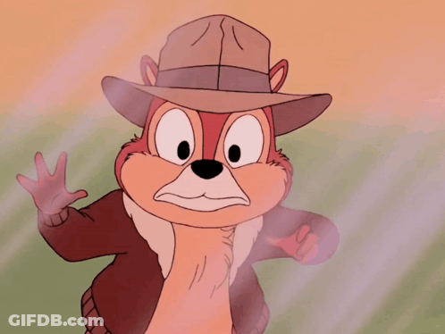 Cartoon Chipmunk In Hat And Sweater GIF