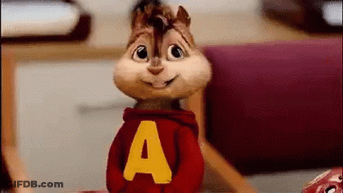 Cartoon Chipmunk In Red Hoodie With Letter A GIF
