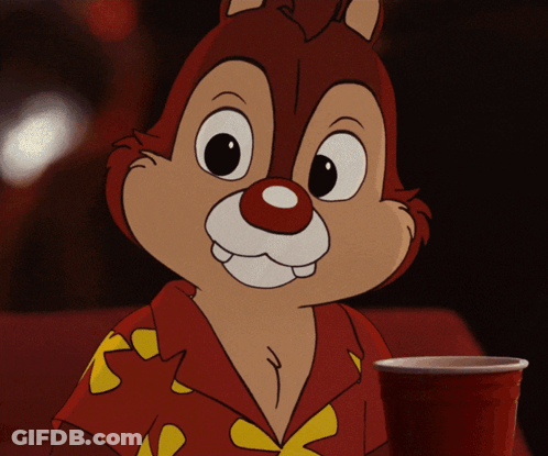 Cartoon Chipmunk In Red Shirt With Yellow Flowers GIF