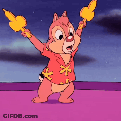 Cartoon Chipmunk In Red Shirt With Yellow Stars GIF