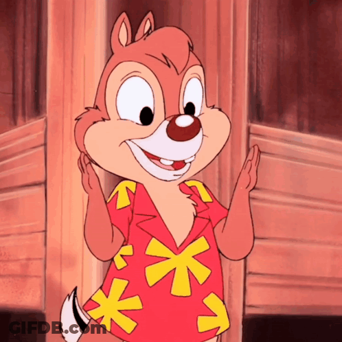 Cartoon Chipmunk In Red Shirt With Yellow Stars GIF