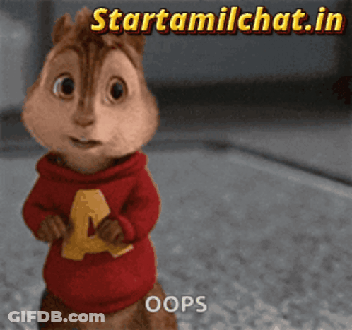 Cartoon Chipmunk In Red Sweater Says Oops GIF