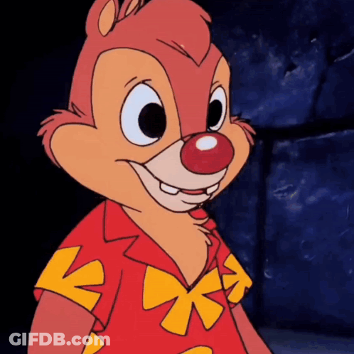 Cartoon Chipmunk Red And Yellow Shirt Bow GIF
