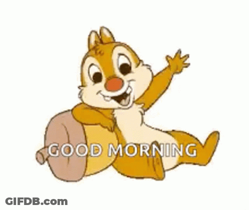 Cartoon Chipmunk Sitting On Acorn Waving GIF
