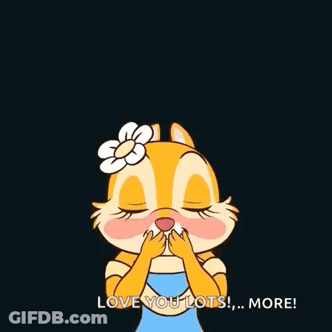 Cartoon Chipmunk Surrounded By Hearts Saying Love You Lots More GIF