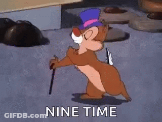 Cartoon Chipmunk Walking With Cane And Hat GIF