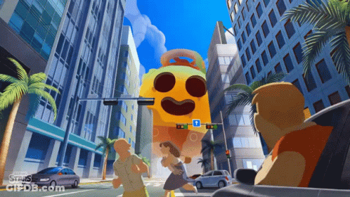 Cartoon City Street With Stars GIF