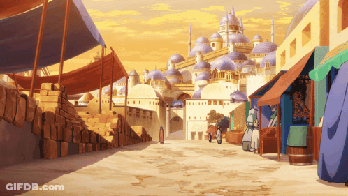 Cartoon City With Castle GIF