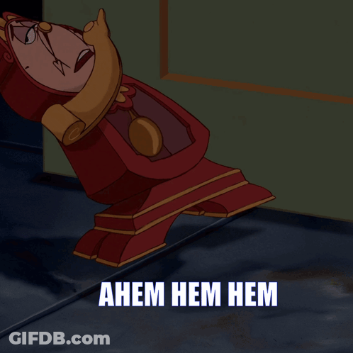 Cartoon Clock Saying Ahem Hem Hem GIF