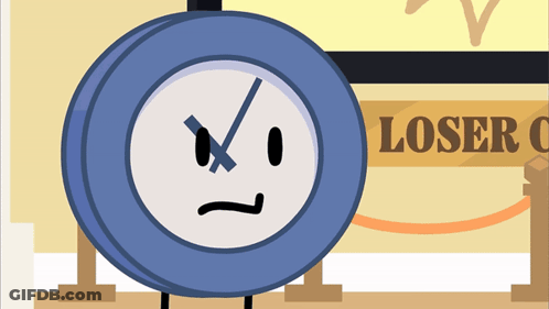 Cartoon Clock Standing Before Loser Sign GIF