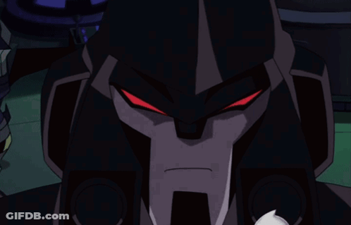 Cartoon Close-Up With Red Eyes Looking At Camera GIF